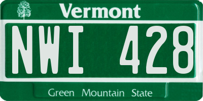 VT license plate NWI428
