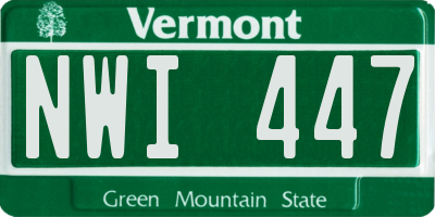 VT license plate NWI447