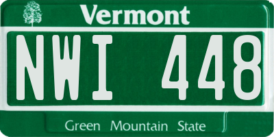 VT license plate NWI448
