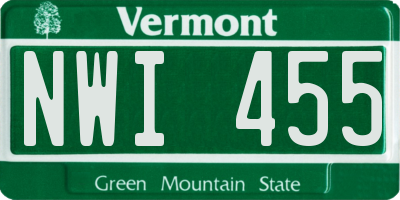 VT license plate NWI455