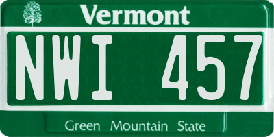 VT license plate NWI457