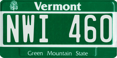 VT license plate NWI460