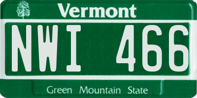 VT license plate NWI466