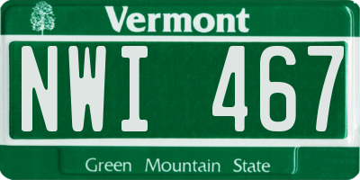 VT license plate NWI467