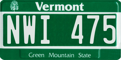 VT license plate NWI475