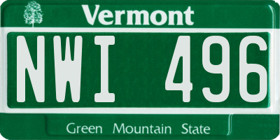 VT license plate NWI496