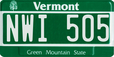 VT license plate NWI505