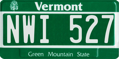 VT license plate NWI527