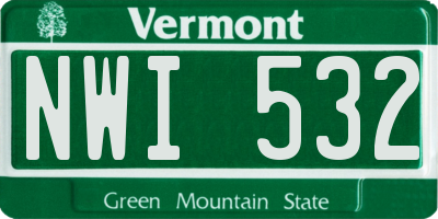 VT license plate NWI532