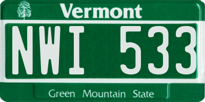 VT license plate NWI533