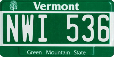 VT license plate NWI536
