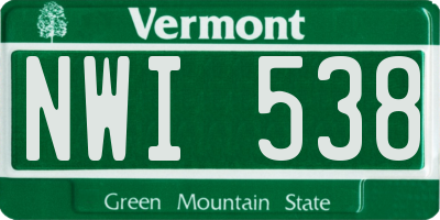VT license plate NWI538