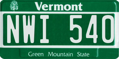 VT license plate NWI540