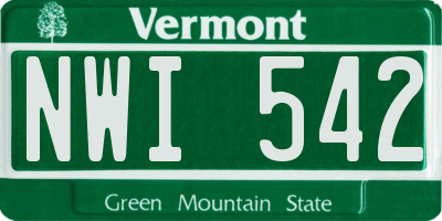 VT license plate NWI542