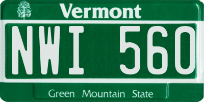 VT license plate NWI560