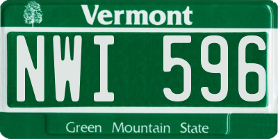 VT license plate NWI596