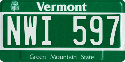 VT license plate NWI597