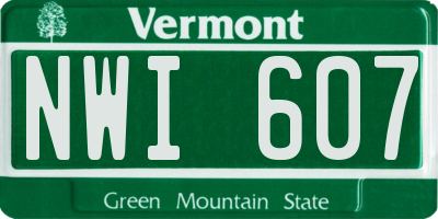 VT license plate NWI607