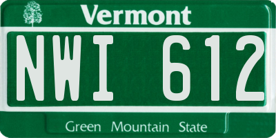 VT license plate NWI612