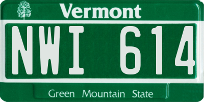 VT license plate NWI614
