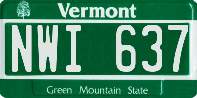 VT license plate NWI637