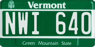 VT license plate NWI640