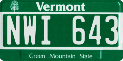 VT license plate NWI643