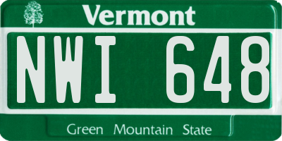 VT license plate NWI648