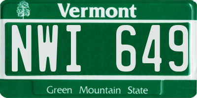 VT license plate NWI649