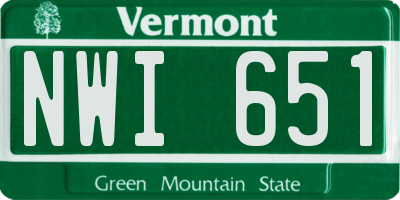 VT license plate NWI651