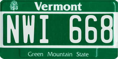 VT license plate NWI668
