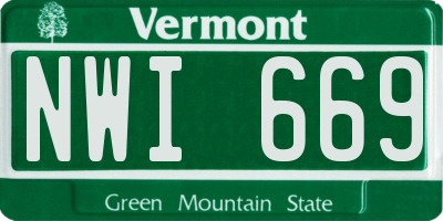 VT license plate NWI669