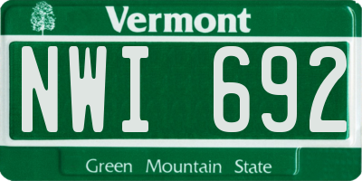 VT license plate NWI692