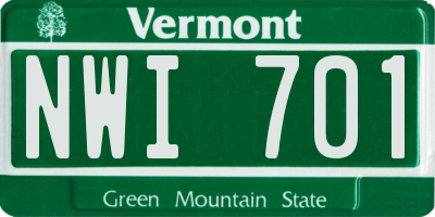 VT license plate NWI701