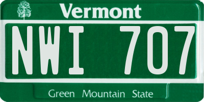 VT license plate NWI707