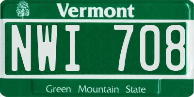 VT license plate NWI708