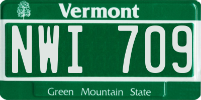 VT license plate NWI709