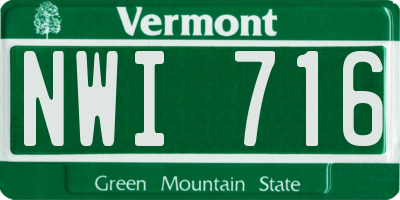 VT license plate NWI716