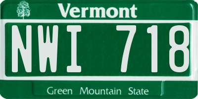 VT license plate NWI718