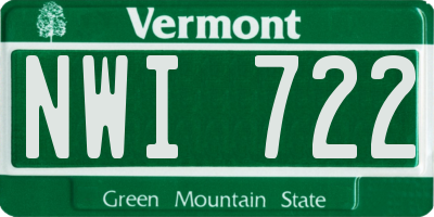 VT license plate NWI722