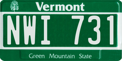 VT license plate NWI731
