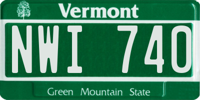 VT license plate NWI740