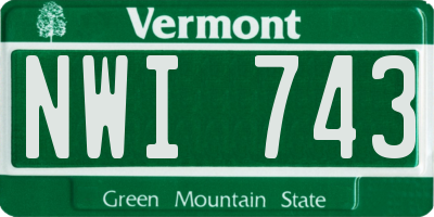 VT license plate NWI743
