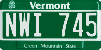 VT license plate NWI745