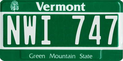 VT license plate NWI747