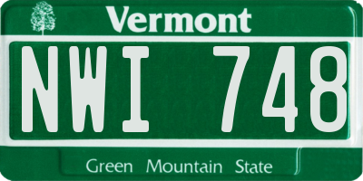 VT license plate NWI748