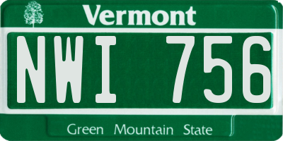 VT license plate NWI756