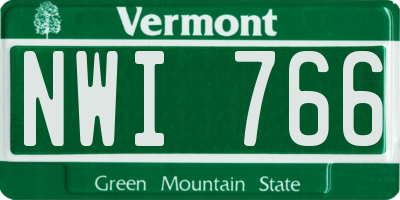 VT license plate NWI766