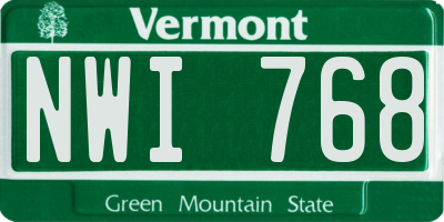 VT license plate NWI768