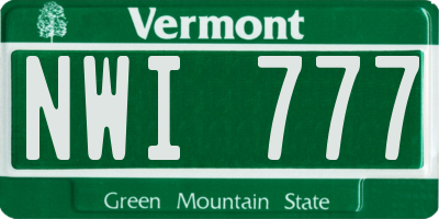 VT license plate NWI777